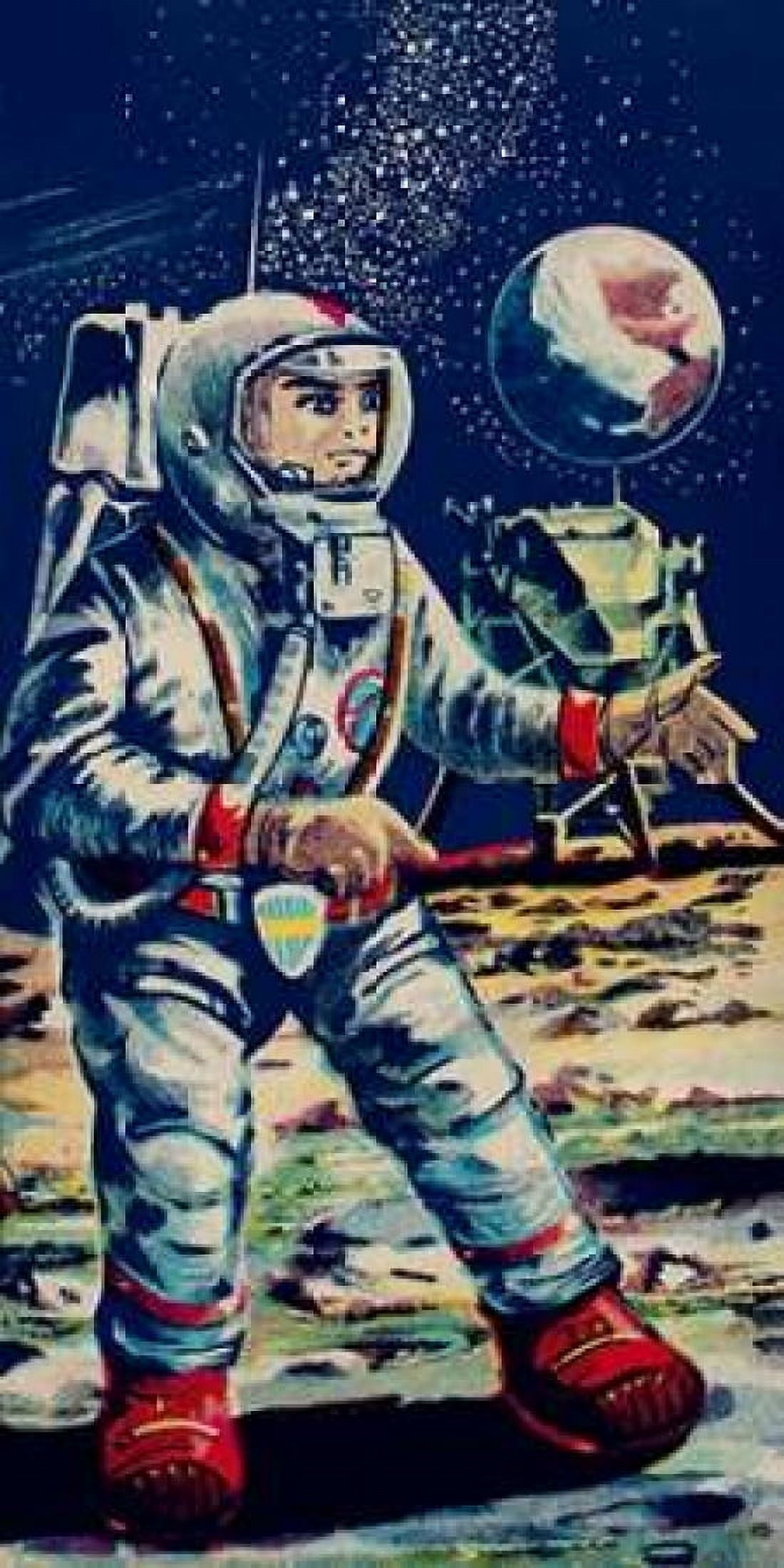 Moon Astronaut Canvas Art - Retrobot (24 x 48)