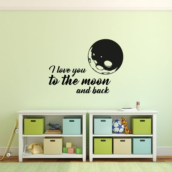 To The Moon and Back Life Couple Love Quotes Quote Wall Sticker Art Decals for Girls Boys Room Bedroom Nursery Kindergarten House Fun Home Decor Stickers Wall Art Vinyl Decoration Size (18x20 inch)