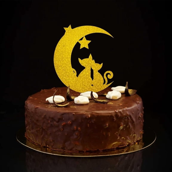 To The Moon And Back Mr & Mrs Cake Topper Glitter Gold Silhouette Custom Names Est Date Rustic Bride & Groom Cake Toppers For Wedding Engagement Party Supplies Bachelorette Gifts