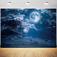 thumbnail image 1 of Moon Backdrop Night Bright Full Moon Starry Sky Photography Background Birthday Baby Shower Party Decoration Wallpaper Supplies Photo Booth Props, 1 of 5