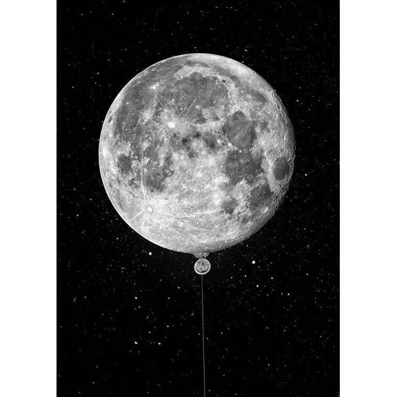 Moon Balloon Print Wall Art, Modern Wall Decor For Living Room Bedroom, 12x18 UNFRAMED