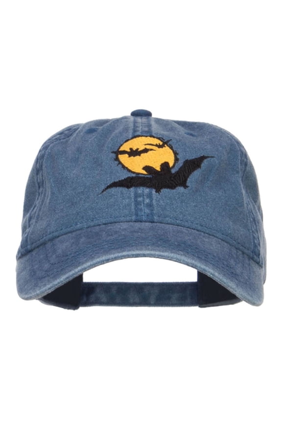 Moon Bats Halloween Embroidered Washed Cap - Navy OSFM