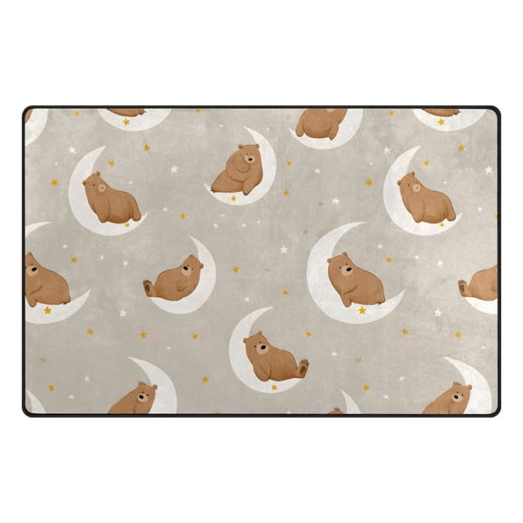 Moon Bear Pattern Memory Foam Area Rug 31"x20" Non Slip, Absorbent, Fade Proof for Living Room, Bedroom, Office