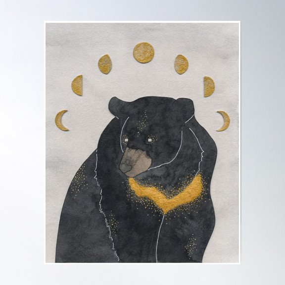 Moon Bear Poster Wall Art, Modern Wall Decor, 16x24 UNFRAMED