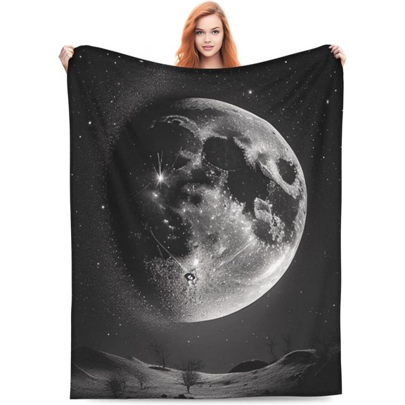 Moon Blanket Throw Kids Full Moon Blanket for Boys Girls Moon Phases Blanket Space Blanket Fleece Throw Blanket Moon Gifts College Dorm Blanket Sofa Couch Living Room Bed Camping Travel 60"x80"