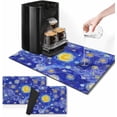 thumbnail image 1 of Moon Blue Starry Coffee Mat for Countertops, Yellow Abstract Dish Drying Mat 2 Pcs for Kitchen Coffee Bar Accessories Fit Under Coffee Maker Espresso Machine Dish Rack Hide Stain Rubber, 1 of 6