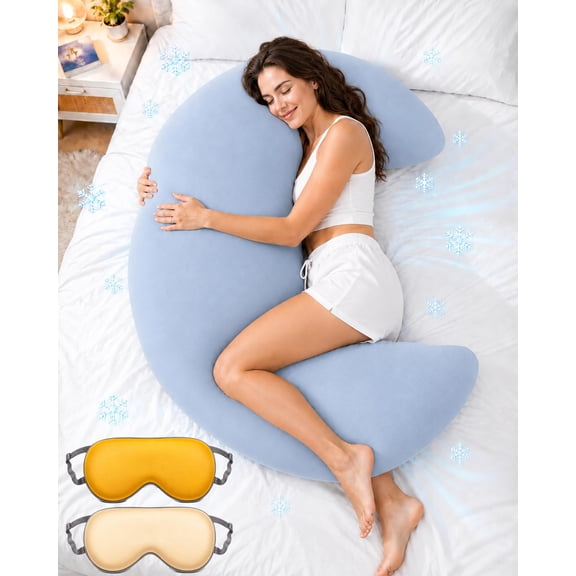Moon Body Pillow,Memory Foam Giant C-Shaped Body Pillow Cooling for Adults Side Sleepers