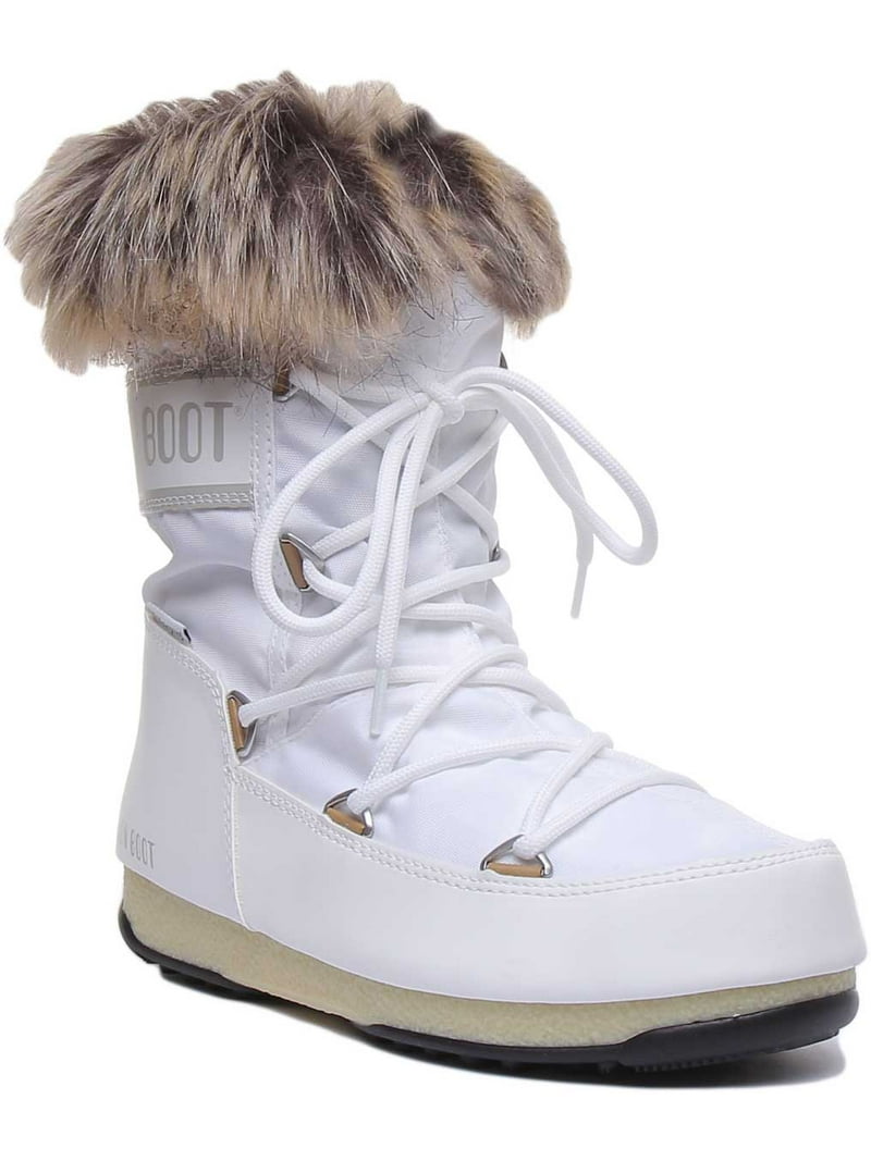 【美品】MOON SHOT ホワイト モックネック #FR2GOLF Moon Boot Monaco Low 2 Women's Waterproof Fur Top Boots In White