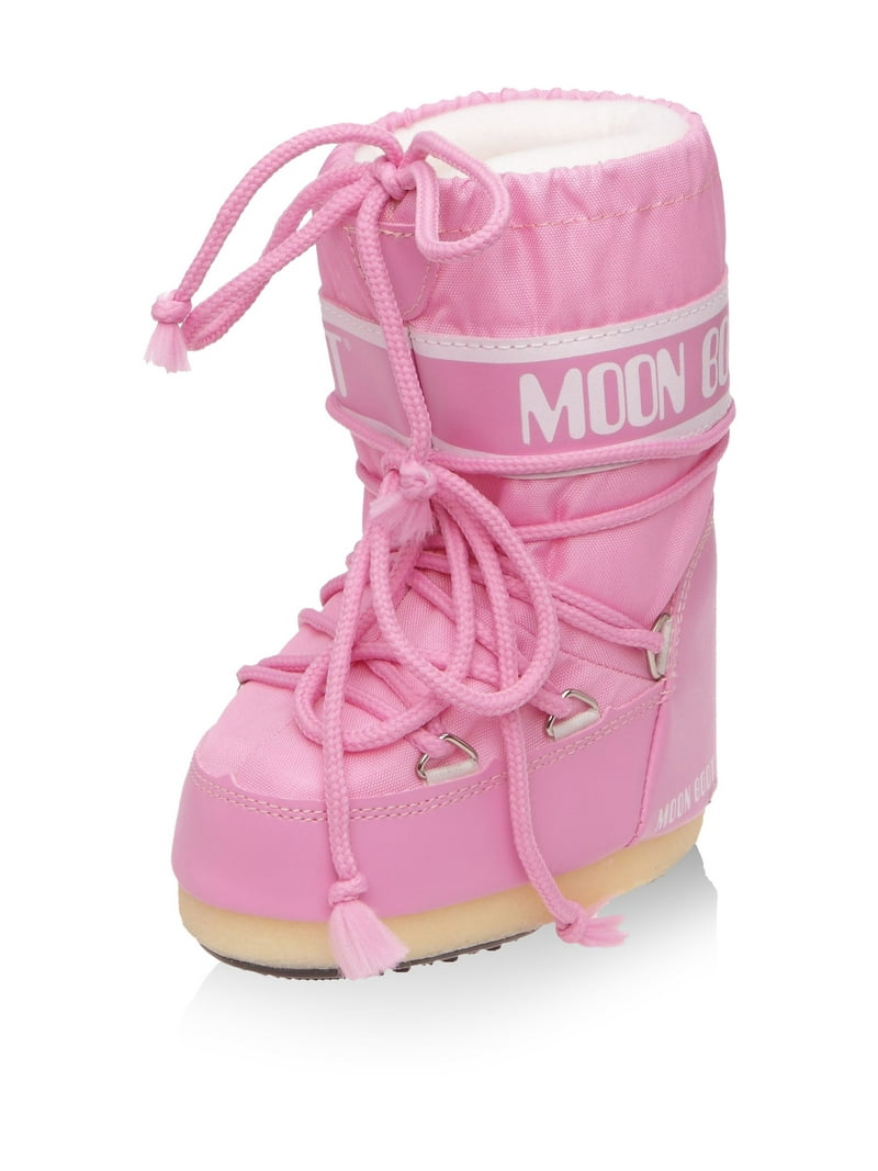 Moon Boot Women's Snow Boots, Pink Nylon, Lace-Up, Size 3.5/5 US