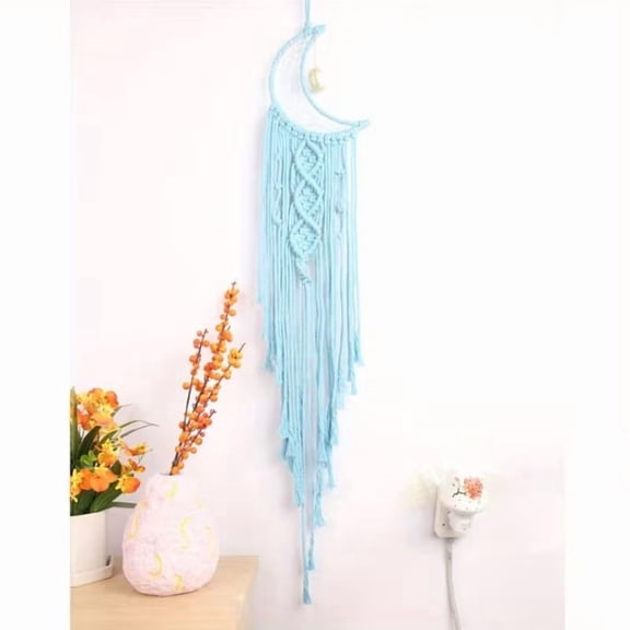 Moon Brocade Pentagram Feather Wind Chime - Elegant Home Decor for Relaxation and Mindfulness