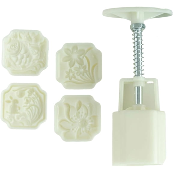 Moon Cake Mold Set: Cute Shaped DIY Mooncake Molds, Hand Press Cookie Dessert Stamp Pastry Decoration Tool, Cookie Dessert Cutter Pastry Decoration Flower Impressions Tool Mooncake Maker