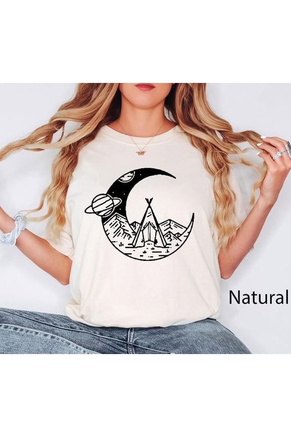 Moon And Camp Shirt, Moonlight Shirt, Camping Shirt, Travel Shirt, Hiking Shirt, Mountain Shirt, Moon And Camping Shirt, Adventure Shirt Sweatshirt All Size S-5XL