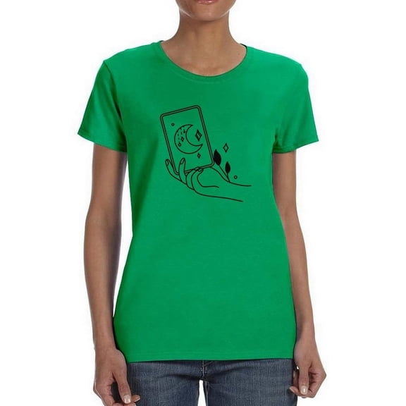 Moon Card In Hand Shaped T-Shirt Women -Image by Shutterstock, Female XX-Large