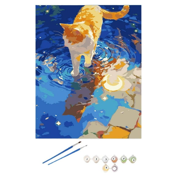 Moon Cat DIY Digital Oil Painting Healing Coloring Oil Painting 9CS0 Y8X5