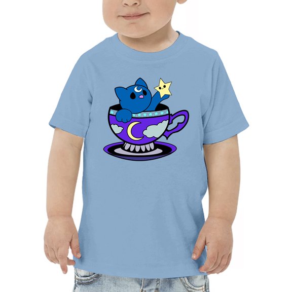 Moon Cat In A Cup T-Shirt Toddler -Rose Khan Designs,  5 Toddler