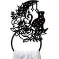 thumbnail image 1 of Moon Cat Metal Towel Ring Rose Flower Towel Holder Moon Star Polka Pattern Towel Ring Black Art Towel Rack Wall Mounted for Bathroom Kitchen Towel Hanger Home Decors Gift, 1 of 9