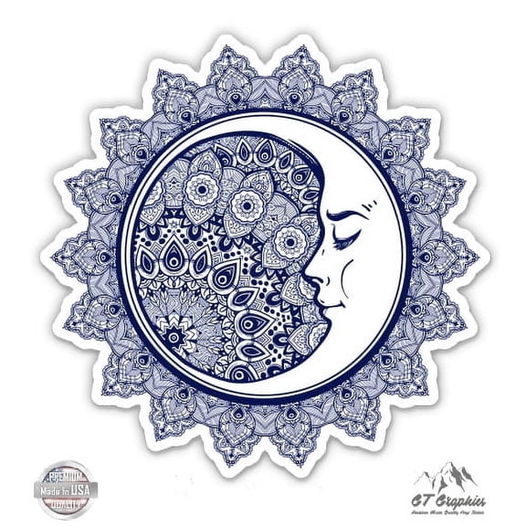 Moon Celestial Beautiful Mandala - 5" Vinyl Sticker - For Car Laptop I-Pad - Waterproof Decal
