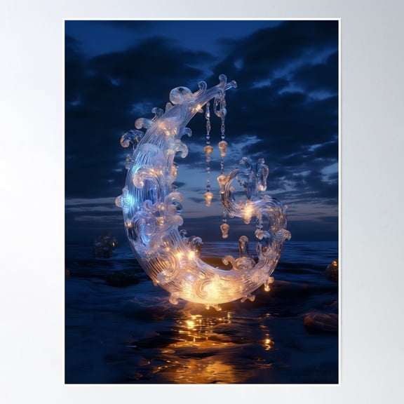 Moon Chandelier Poster Wall Art, Modern Wall Decor, 24x36 UNFRAMED