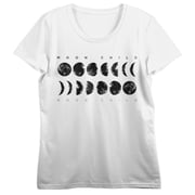 Moon Child Lunar Phases Crew Neck Short Sleeve Womens White T-shirt -Small