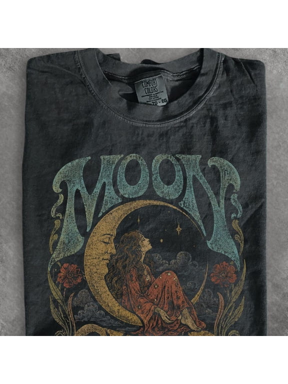 Moon Child Shirt, Celestial Boho Graphic Tee, Vintage Psychedelic Moon T Shirt, 70s Retro Hippie Tee, Mystical Shirt