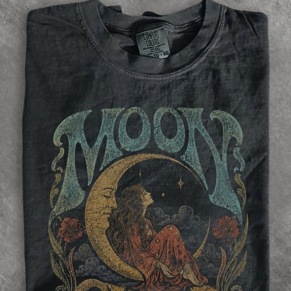 Moon Child Shirt, Celestial Boho Graphic Tee, Vintage Psychedelic Moon T Shirt, 70s Retro Hippie Tee, Mystical Shirt