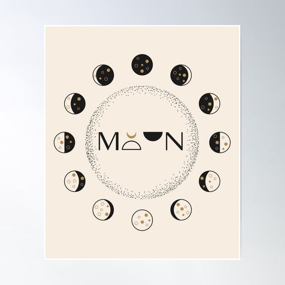 Moon Circle Typography Poster Wall Art, Modern Wall Decor, 8x12 UNFRAMED