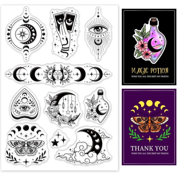 Moon Clear Silicone Stamps - Transparent Rubber Stamps for DIY Embossing Card Making Album & Paper Crafts