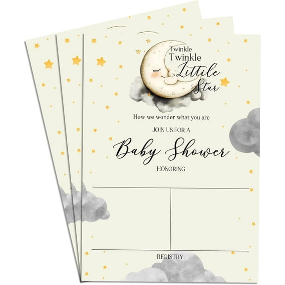Moon & Cloud Join US For A Baby Shower Party Fill In Invites Card 75 Invitations 4x6"