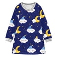 thumbnail image 1 of Moon Cloud Pattern Girls'long-sleeved dress Thickened A-dress Warm Dress Basic Shirt Party Dresses, 1 of 2