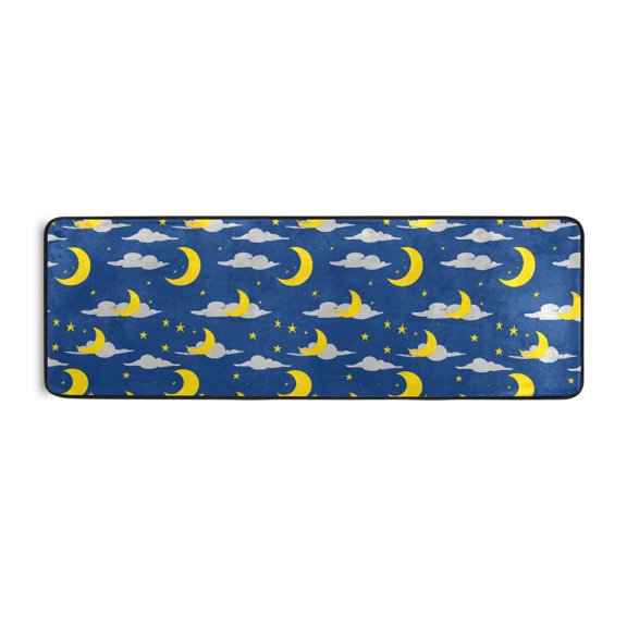 Moon Cloud Pattern Runner Rug 24x72 Inch Cushioned Non Slip Soft Absorbent Floor Mat
