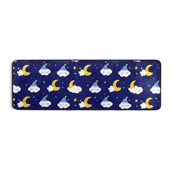 Moon Cloud Pattern Runner Rug 24x72 Inch Cushioned Non Slip Soft Absorbent Floor Mat