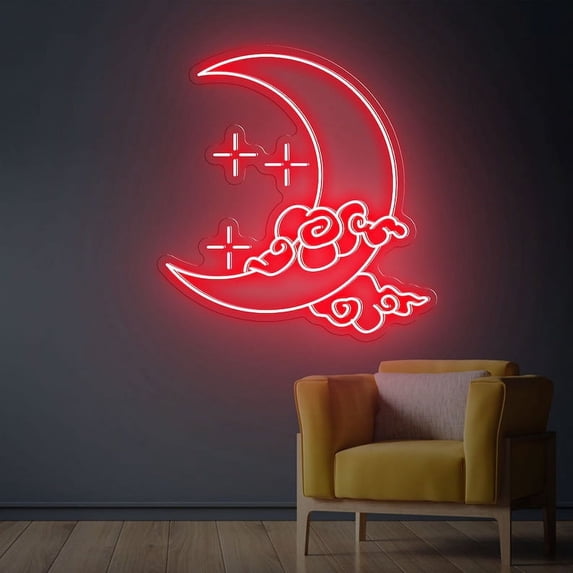 Led Neon Moon Moon Cloud Star Neon Sign Custom Handmade Art Neon Light Personalized ...