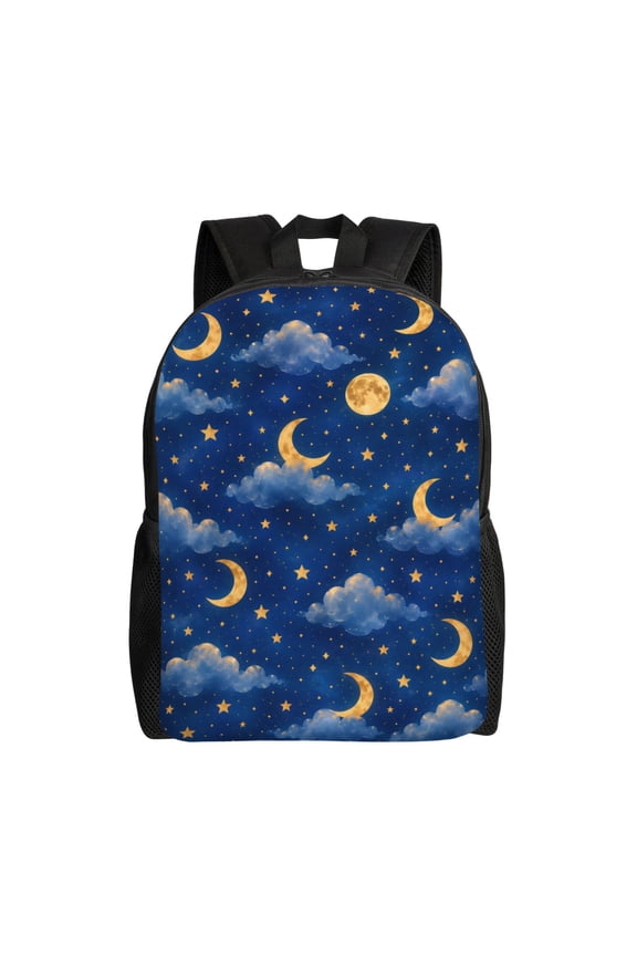 Moon Cloud Stars Backpack Full Front Print Travel Laptop Bag for Men and Women