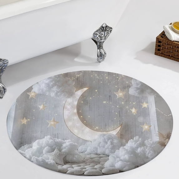 Moon Clouds Round Carpet Circle Rug Outdoor Patio Area Rug Washable Large Area Rugs Hallway Room Decor Fitness Mats