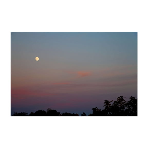 Moon Colors - Boise Idaho Photography Moon Night Sky Sunset Landscape Nature Scenic Pastel Unframed Wall Art Print 5 x 7 inches