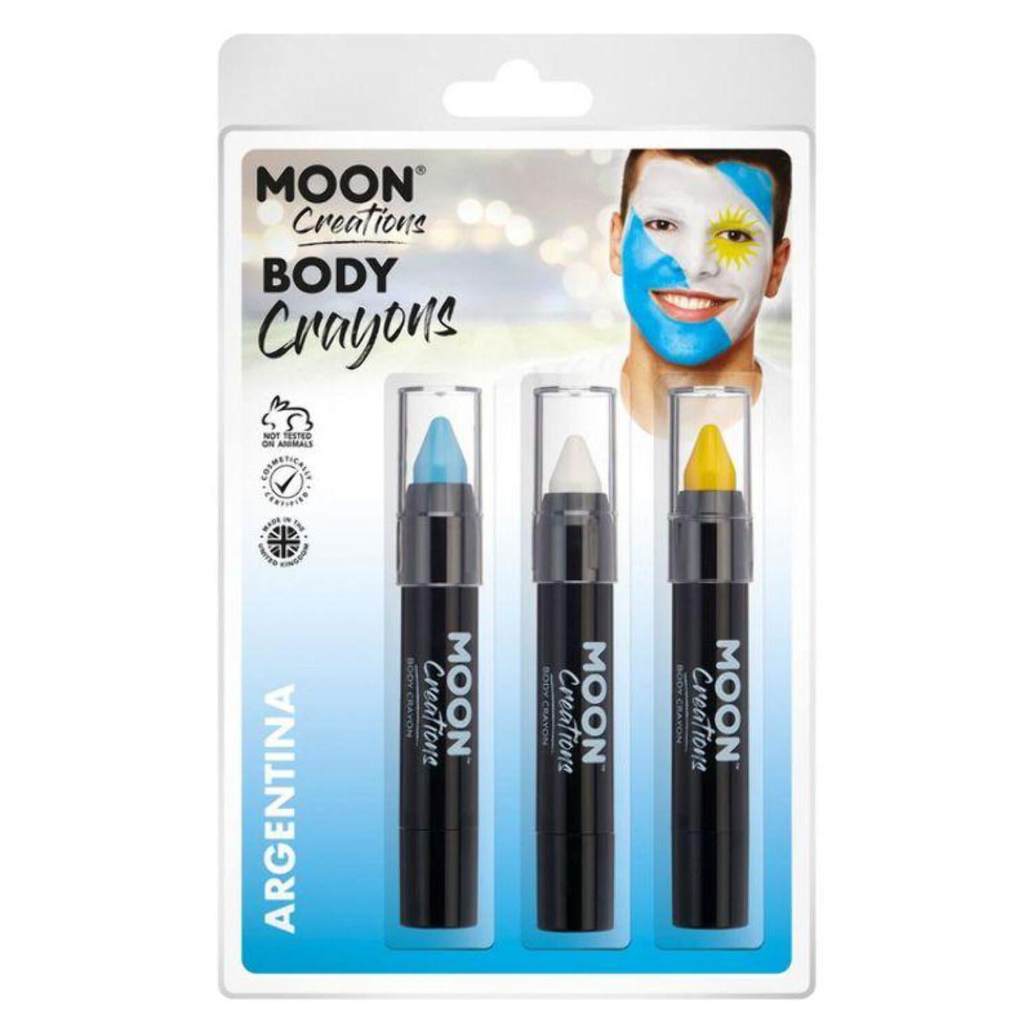 Moon Creations Body Crayons 3. 5g Clamshell Country Patriot Colours Costume Make Up Moon Creations Body Crayons 3. 5g Clamshell Country Patriot Colours Costume Make Up