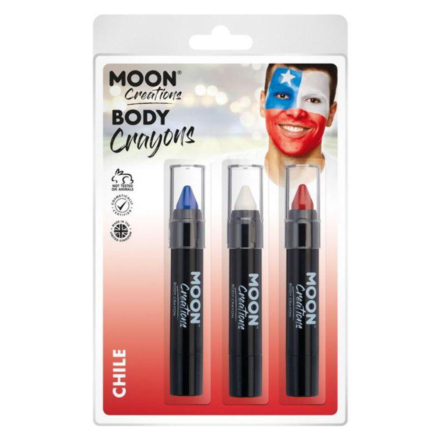 Moon Creations Body Crayons 3. 5g Clamshell Country Patriot Colours Costume Make Up Moon Creations Body Crayons 3. 5g Clamshell Country Patriot Colours Costume Make Up