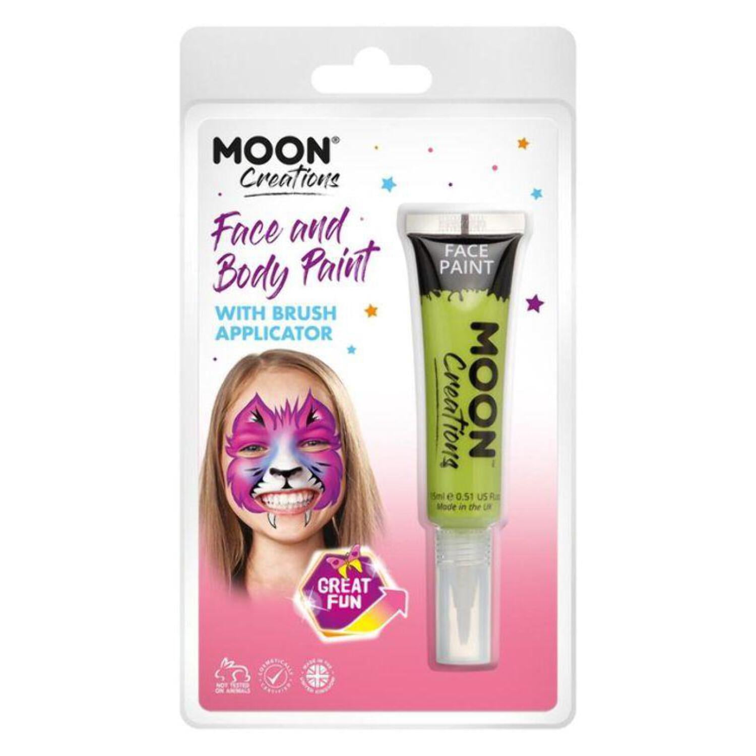 Moon Creations Face & Body Paints With Brush Applicator, 15ml Clamshell Costume Make Up Moon Creations Face & Body Paints With Brush Applicator, 15ml Clamshell Costume Make Up