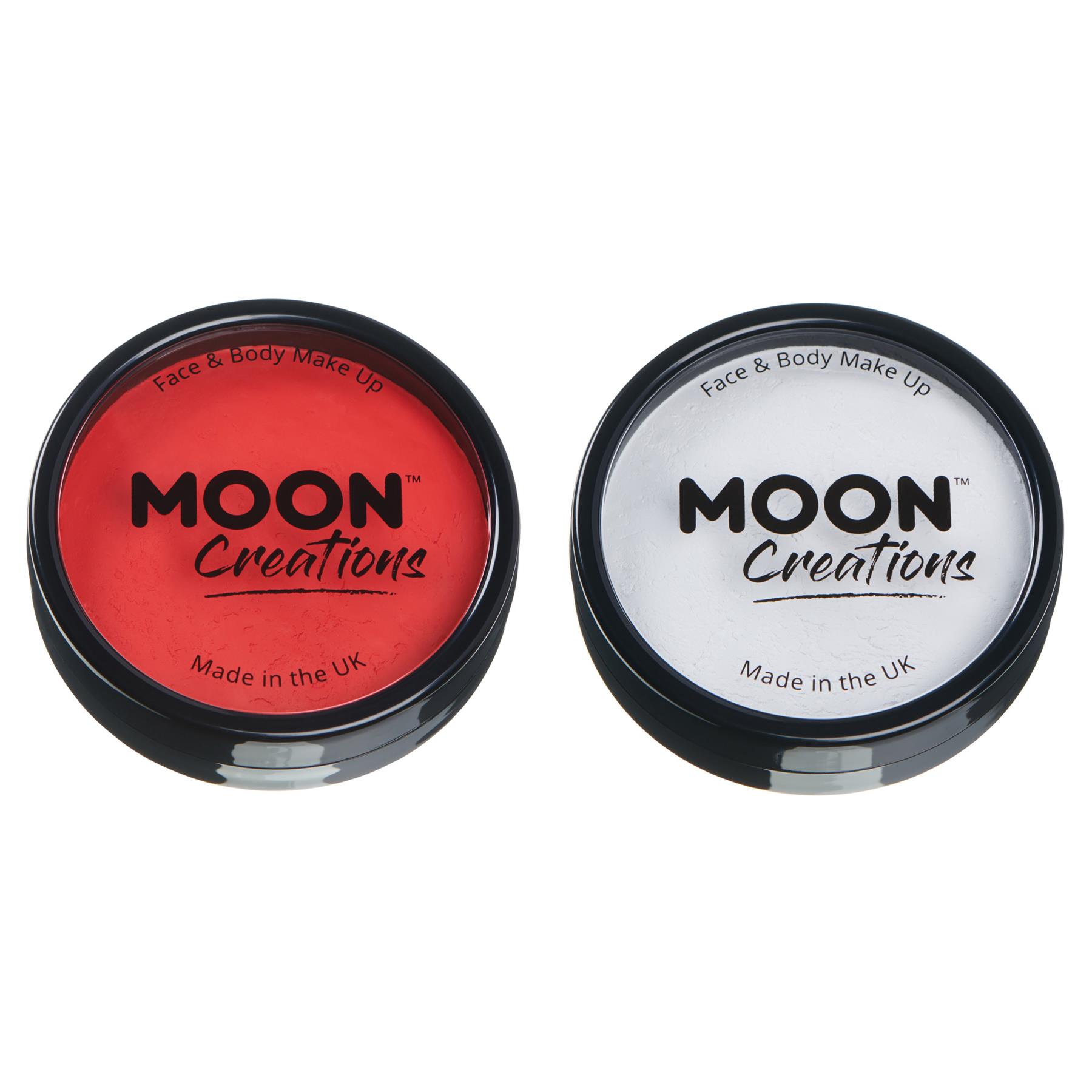 Moon Creations Pro Face Paint Cake Pots Red & White Colour Set