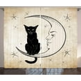 thumbnail image 1 of Ambesonne Moon Curtains 2 Panel Set, Black Cat Siting on Moon, 108" x 90", Sand Brown Black, 1 of 3