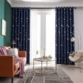 thumbnail image 1 of Moon Curtains Star Curtains Navy Star Blackout Curtains for Kid's Bedroom - Grommet Thermal Insulated Room Darkening Printed Curtains for Living Room NavyBlue 100*200cm, 1 of 9