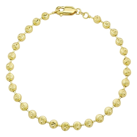 Moon-Cut Bead Ball Unisex Adult Solid Bracelet 10K Yellow Gold, All Sizes - GOLDUM NYC
