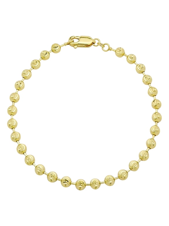 Moon-Cut Bead Ball Unisex Adult Solid Bracelet 10K Yellow Gold, All Sizes - GOLDUM NYC
