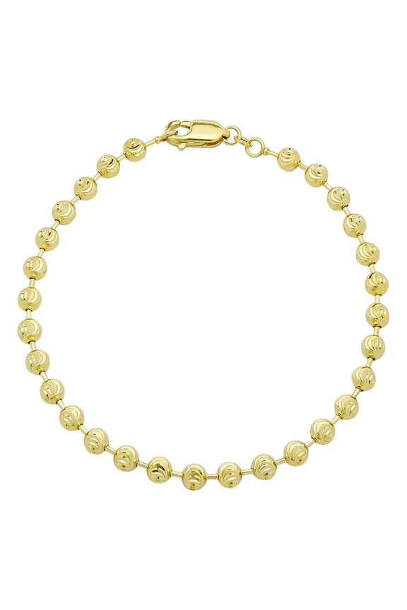 Moon-Cut Bead Ball Unisex Adult Solid Bracelet 10K Yellow Gold, All Sizes - GOLDUM NYC