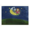 thumbnail image 1 of Moon Cutting Board, Cartoon Girl with Pigtails on Moon Stars Words Art Doodle Style, Decorative Tempered Glass Cutting and Serving Board, Small Size, Multicolor, by Ambesonne, 1 of 1