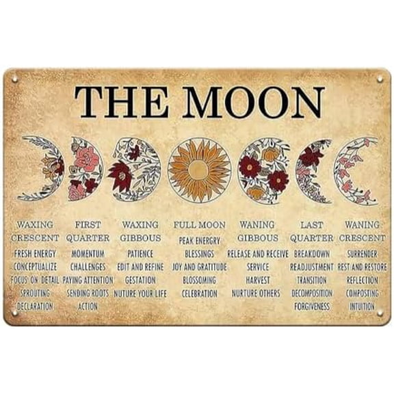 Moon Decor Witchy Wall Decor Ouija Boards Metal sign, Halloween Witch Decor Celestial Moon Phase Wall Decor Witchcraft Supplies, New Year Witchy Gift for Families, Friend