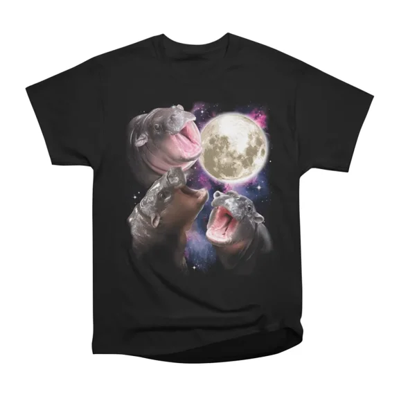 Moon Deng Baby Hippo Howling Meme Moo Deng T-Shirt Tee Gift For Him Merch For Her Apparel