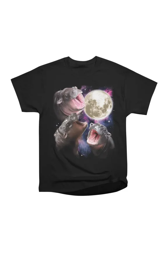 Moon Deng Baby Hippo Howling Meme Moo Deng T-Shirt Tee Gift For Him Merch For Her Apparel