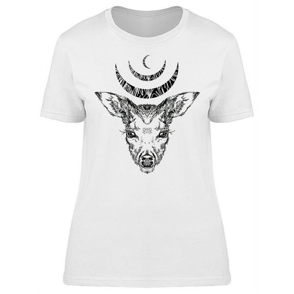 Moon Designs And Deer T-Shirt Women -Image by Shutterstock, Female 3X-Large
