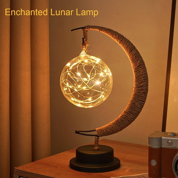 Moon Desk Lamp, USB Boho Table Lamp, Magic Kids Night Lights for Bedroom Living Room, Crescent Half Moon Night Light, Boho Battery Operated Lamp, Home Decor, Enchanted Lunar Lamp, Gift Ideas